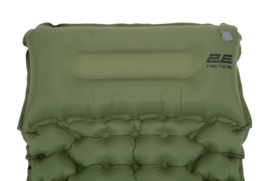 Каремат надувний 2E, з сист накачування, зелений
