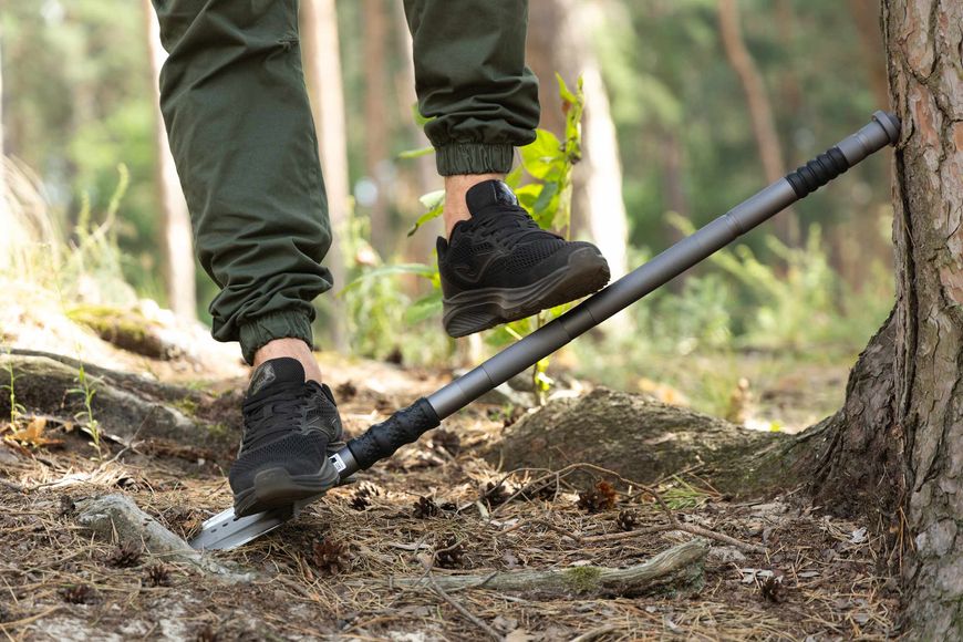 Tactical multitool shovel 2E Mahura Steel Gray collapsible, 23in1, with bag included, 107 cm max.