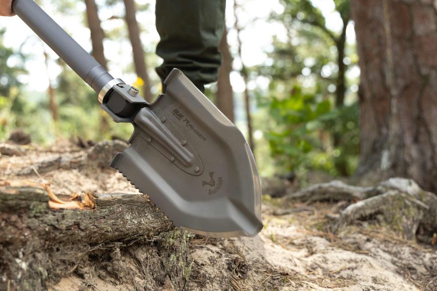 Tactical multitool shovel 2E Ranger Steel Gray collapsible, 22in1, with cover included, 103 cm max.