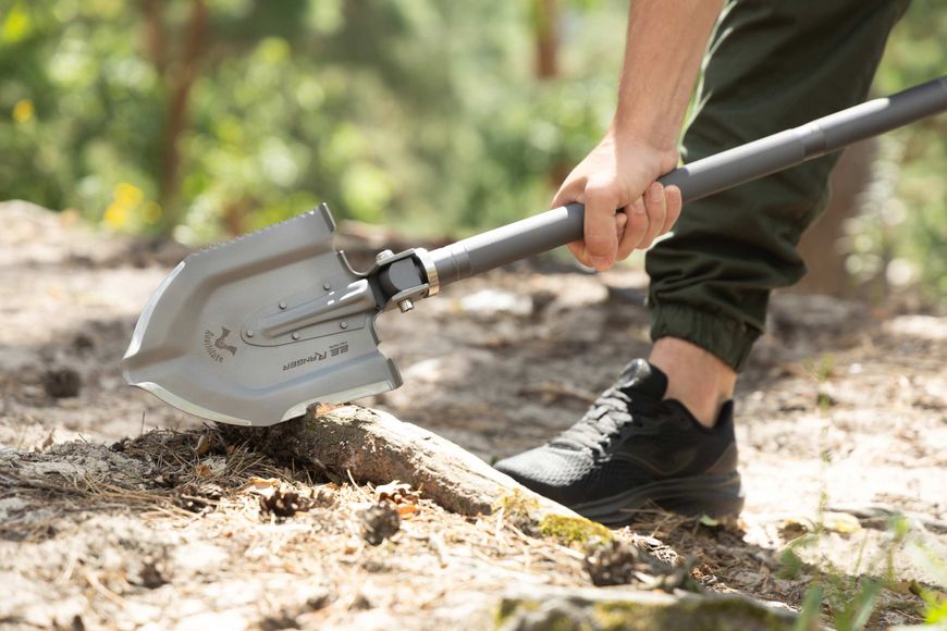 Tactical multitool shovel 2E Ranger Steel Gray collapsible, 22in1, with cover included, 103 cm max.