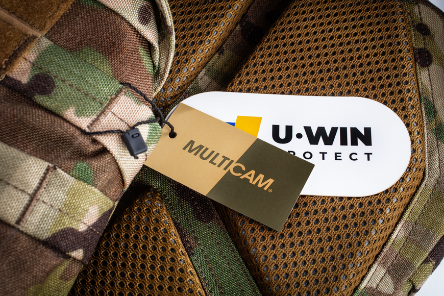 Бронежилет 5 класу захисту U-WIN PRO зі швидким скиданням 250х300 зі скелетними камербандами Cordura 1000 Мультикам