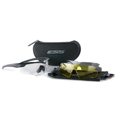 Балістичні, тактичні окуляри ESS Crossbow 3LS з лінзами: Прозора / Smoke Gray / Жовта, високій контрастності. . Колір оправ: Чорний.