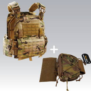 Модульна плитоноска CORDURA 1000D lasercut  + Підсумок - напашник, Multicam