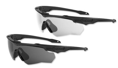 Комплект балістичних, тактичних окулярів ESS Crossblade 2шт з лінзами: Прозора/Smoke Gray. Колір оправи: Чорний.